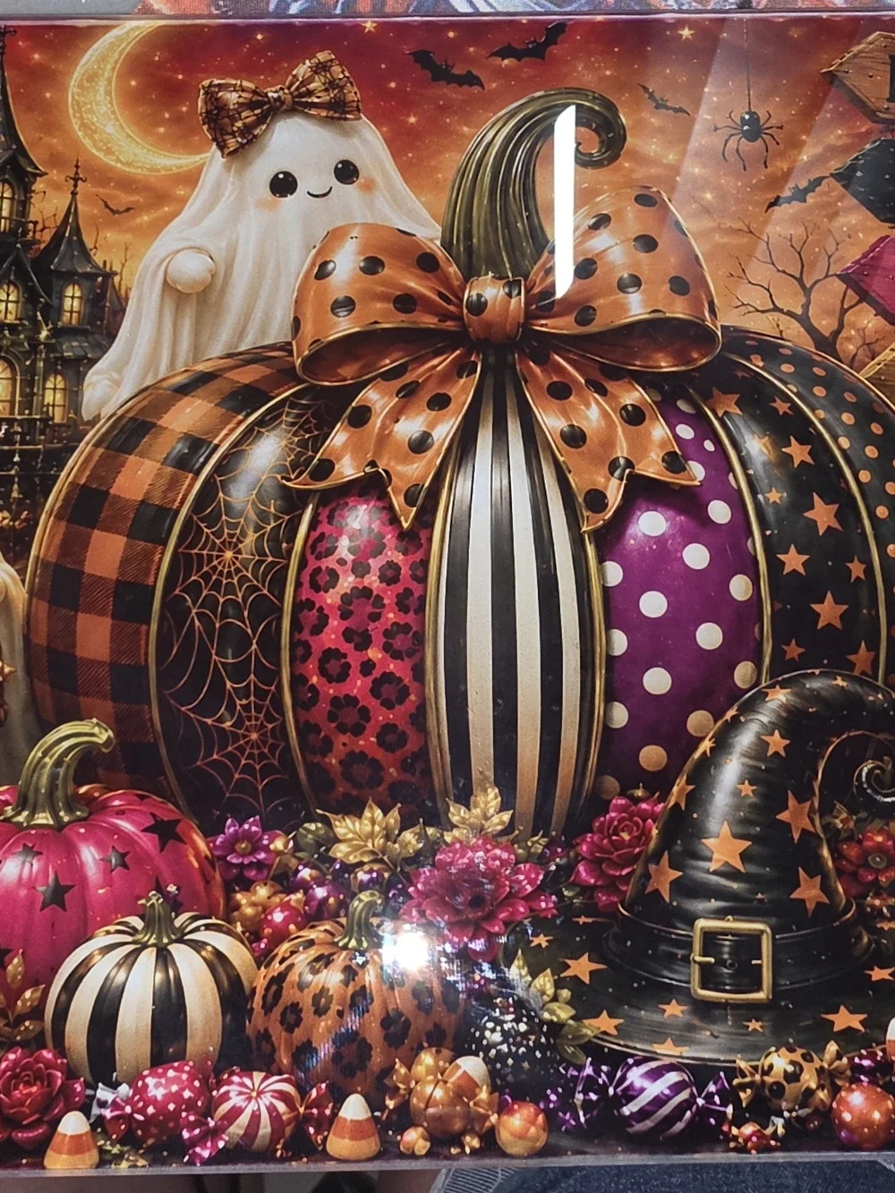 Halloween Decorative Pumpkin Glass Cutting BOARD - Orange, Black & Purple